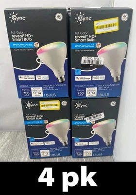 4pk GE Cync Reveal HD+ Smart BR30 LED 750 Lumens Indoor Floodlight Bulbs - Image 1 of 4