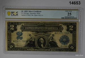 $2 1899 SILVER CERTIFICATE NOTE #258 PCGS CERTIFIED 25 VF! DETAILS PVC #14653 - Picture 1 of 2