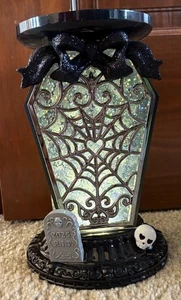 Bath and Body Works light up Halloween Coffin 3 Wick Water Globe Candle Holder - Picture 1 of 5
