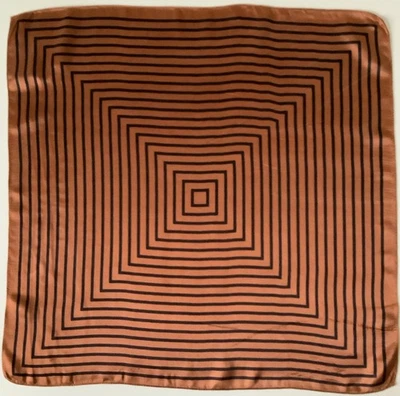 B A Bronze Stripe Design 21 Inch Vintage 100% Silk Bandana Scarf  - Image 1 of 4