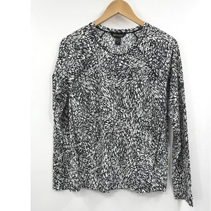 Athleta Shirt Damen Medium schwarz weiß Ultimate Train Print Langarm Gym - Bild 1 von 10