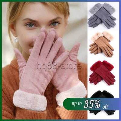 Ladies Women Winter Gloves Touch Screen Fleece Warm Soft Fur Lined Thermal - Image 1 of 4