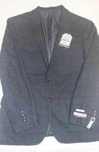 Jos A Bank Brrr Comfort Dark Grey Plaid Suit Coat Jacket 97% Wool 3% Spandex 43R - Picture 1 of 21