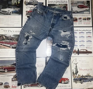 Vintage Levi's 501xx Blue Denim Jeans made in Hait 36x32 Button Fly Med Wash 90s - Picture 1 of 12