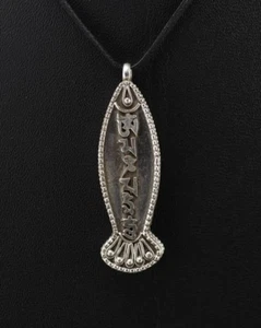 Box Mantra - Aum Mani Padme Om - Fish Metal Silver - B49 - Picture 1 of 1