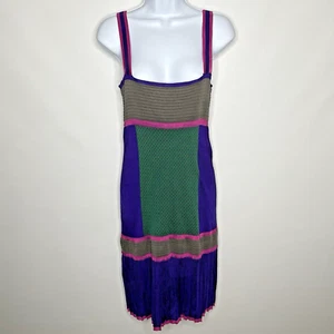 Vintage 2000er M by Missoni lila grün Colorblock Strick Etuikleid Gr. 6 - Bild 1 von 10