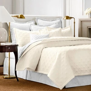 CHAPS Home Damask Quilted KING Coverlet Set, Slate, 210 Thread Count *new (READ) - Picture 1 of 5