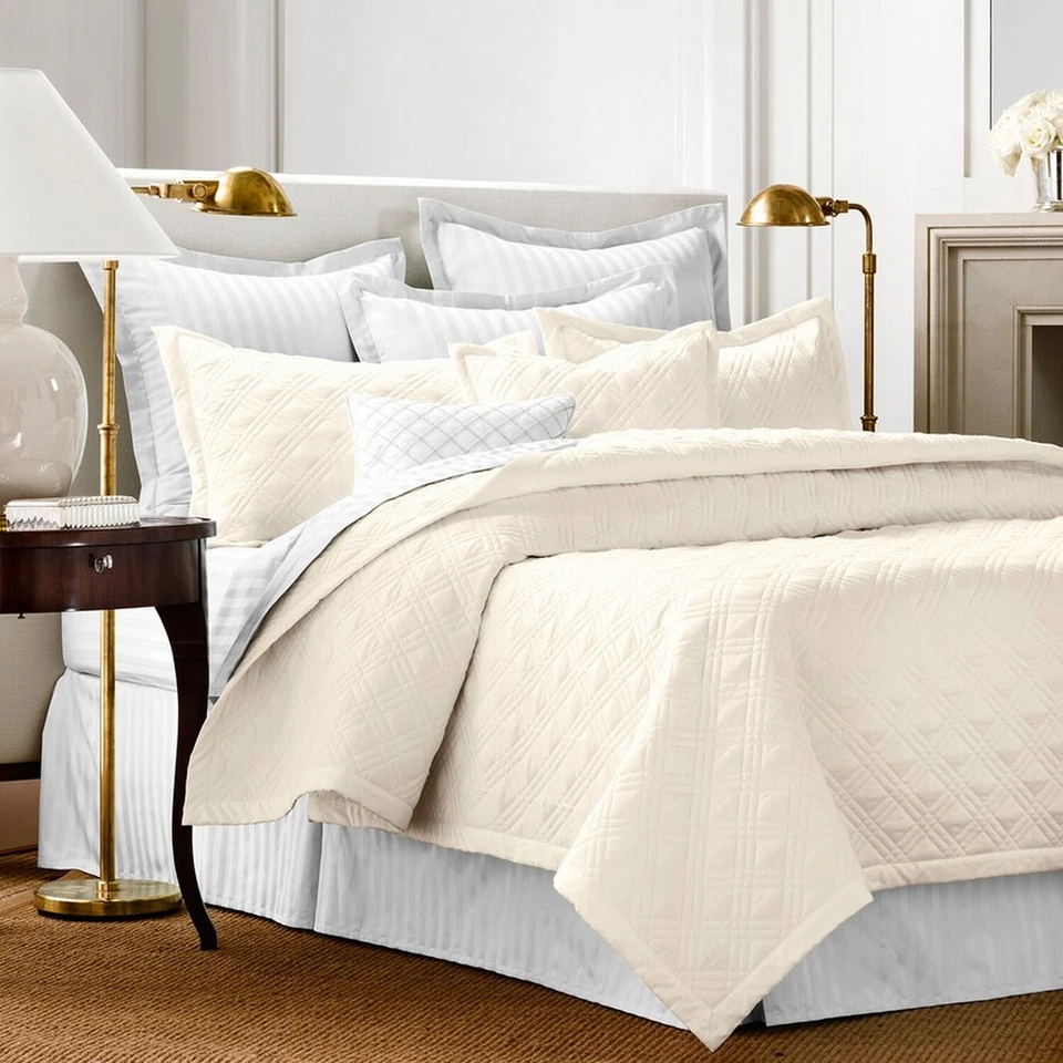 CHAPS Home Damask Quilted KING Coverlet Set, Slate, 210 Thread Count *new (READ) - Image 1 of 4