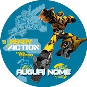 Cialda TRANSFORMERS rotondo Decorazione Torta Ostia o Zucchero senza glutine - Imagen 1 de 1