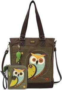 New Chala Combo 2 pcs WORK TOTE Bag & WALLET Pleather Bag OWL Olive Green gift - Picture 1 of 10