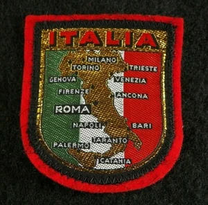 Vintage Sampsons Woven Badges Italy Italia Map Sampson's Lurex Metallic Patch - Bild 1 von 3