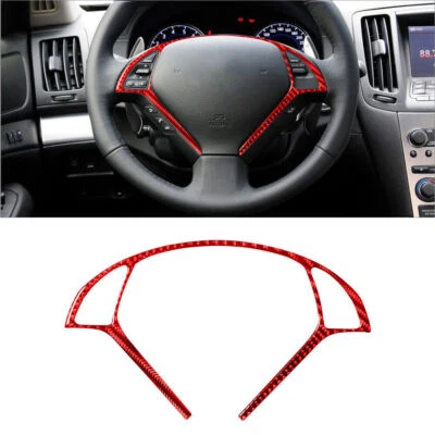 Cubierta de tira de volante interior de fibra de carbono roja para Infiniti G37 sedán Foto 1 de 4