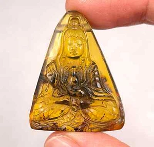 Cristal ámbar Kuan Yin - Talla, regalo, decoración del hogar, piedras curativas, 52694 - Imagen 1 de 5