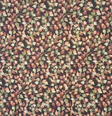 1 Yd. Cotton Fabric *Pink Tan White Leaf Clusters Calico Print Oakhurst Textiles - Image 1 of 4