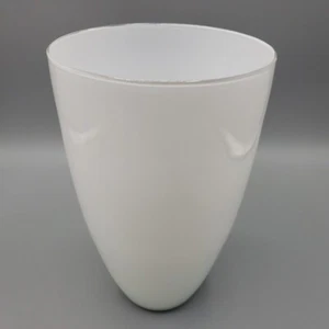 VTG Contemporary Vase Art Glass 8.5 Inch White & Clear Hand Blown Portugal Zodax - Picture 1 of 16