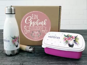 Geschenkset Mädchen zur Einschulung personalisiert mit Name Geschenkbox Einhorn - Bild 1 von 8