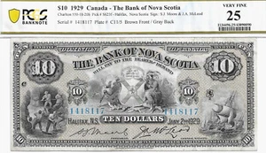 1929 Bank of Nova Scotia $10 ch.550-18-20b; PCGS graded VF-25 - Picture 1 of 2