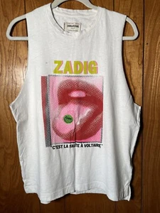 ZADIG + VOLTAIRE Tom Happy Lip Print & Sequined Pill Tongue Tank Top | S - Picture 1 of 7