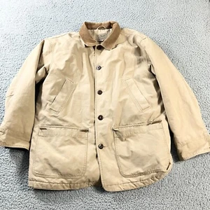LL Bean Jacket Mens Large Tan Barn Chore Utility Quilted Field Coat Thinsulate - Picture 1 of 12