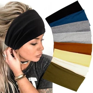 Wide Headbands for Women Stretch Boho Head Bands Large Turban Sweatbands Work... - Picture 1 of 9