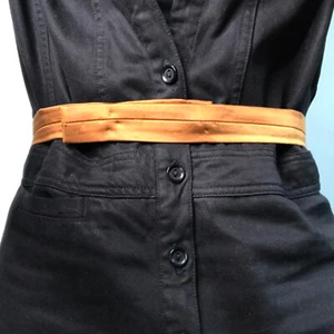 Womens Brown Satin Belt Snap Button Womens Small For Dress Waist - Picture 1 of 7