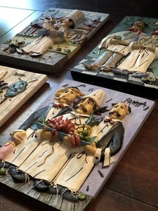 Joanna 4-Piece 3D Whimsical Chef Waiter  Wall Decor Plaque Tile GREAT - Picture 1 of 10