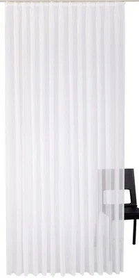 Vorhang Gardine weiß 145 x 350 cm durchscheinend schlicht Deko Store Wirth MR - Bild 1 von 4