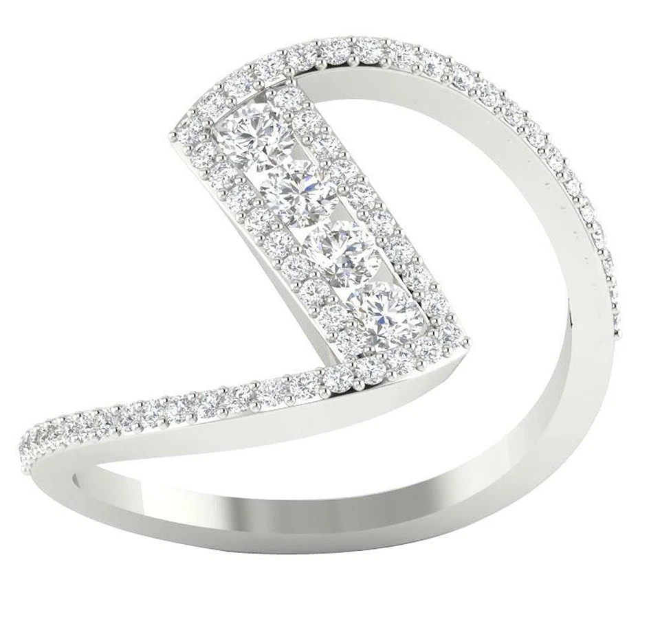 Anniversary Ring I1 G 0.80 Ct Natural Diamond 14K White Gold Prong Channel Set - Image 1 of 4