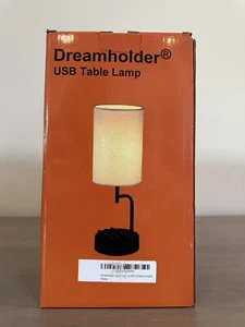 USB Tischlampe von Dreamholder; schwarzer Ständer; beige Lampenschirm - Bild 1 von 5