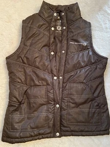 Free Country Athletx Series Brown Puffer Vest Zip & Snap Button Pockets Lined M - Picture 1 of 3