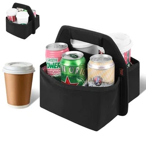 Portable Drink Carrier Tote Bag with Handle Reusable Insulated Coffee Cup Hol... - Picture 1 of 7