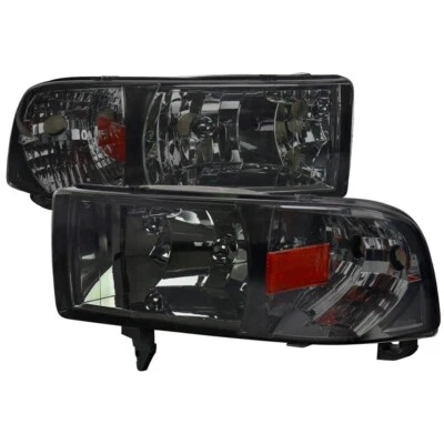 94-01 Dodge RAM 1500 2500 3500 Headlight + Corner 1pc Smoked Lens Amber - Image 1 of 2