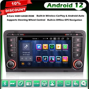 8-Core 64GB Android 13 Car Stereo GPS for AUDI A3 S3 RS3 RNSE-PU CarPlay BT 5.0 - Picture 1 of 12