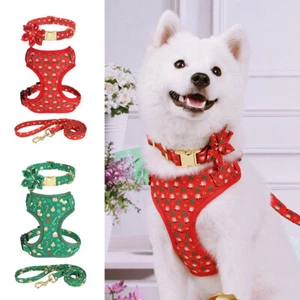 Pequeño Mediano Perro Arnés Collar Correa Conjunto Malla Transpirable Chaleco Navidad XS S M - Imagen 1 de 28