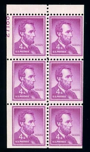 US Stamp #1036b Lincoln 4c - Book Pane of 6 - MNH - CV $37.50 (See Note) - Picture 1 of 2