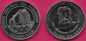 PARAGUAY 500 GUARANIES 2012 UNC GENERAL BERNARDINO CABALLERO WITH THE DATE AND D - Picture 1 of 1