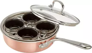 4 Cup Stainless Steel Tri-Ply Professional Egg Poacher W/Nonstick Egg Cups for P - Picture 1 of 3