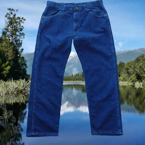 Wrangler blue denim jeans Men's (w 35-L28 1/2) button/Zip/belt loops/4 pockets - Picture 1 of 8