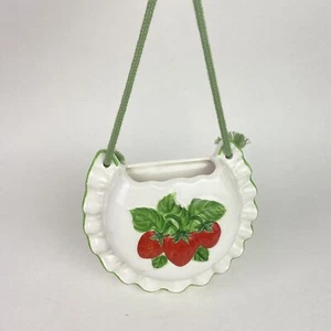 Bolsillo de pared vintage Geo Z Lefton 1984 porcelana cerámica fresa Japón blanco - Imagen 1 de 15
