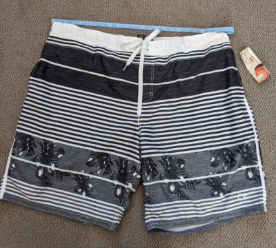 Pantalones cortos de natación grandes y altos OP para hombre negros blancos a rayas 3XL (48-50) Foto 1 de 3