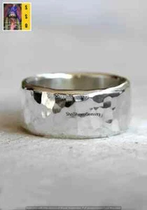 Hammered band ring, GS silver micro ring, Ring for men's, Wedding ring - Picture 1 of 6