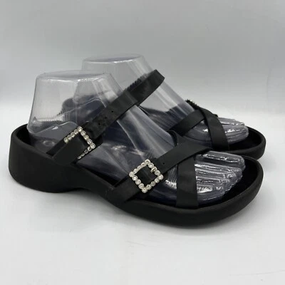 Birkenstock Tatami Women Leather Jewel Buckle Cross Strap Sandal Black Sz 7 - Image 1 of 4