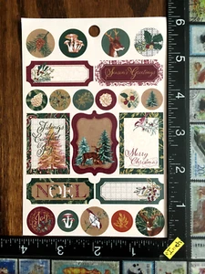 CHRISTMAS, WINTER, NOEL, SANTA-CLAUS, BIRDS, 1 SHEET BEAUTIFUL STICKERS #NEVAR21 - Picture 1 of 2