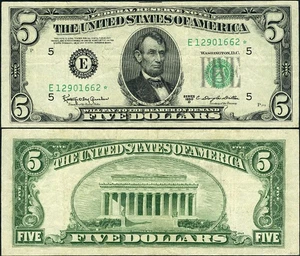 FR. 1965 E* $5 1950-D Federal Reserve Note Richmond E-* Block VF+ STAR - Picture 1 of 3