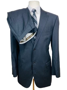PRONTO UOMO SIGNATURE ITALY Mens 42R Black 100% Wool 2 Piece Suit W/ Pants 36x31 - Picture 1 of 17
