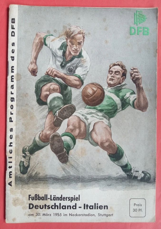 Orig. PRG / Programm  30.03.1955  in Stuttgart  DEUTSCHLAND - ITALIEN  !!  TOP - Bild 1 von 1