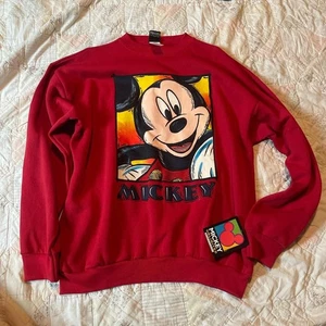 brazos sportswear mickey mouse unlimited red crewneck sweater size large nwt - Picture 1 of 8