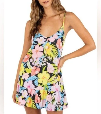 HURLEY Multicolor Sunset District Floral Dress Cover Up Size M L Mini NWT - Image 1 of 4