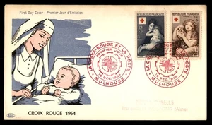 Mayfairstamps France FDC 1954 Red Cross Paintings Nurse and Child First Day Cove - Picture 1 of 2
