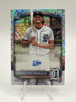 2025 Topps Bowman Chrome 1st Bowman Chris Rodriguez /100 Speckle Auto 100/100 - Image 1 of 4